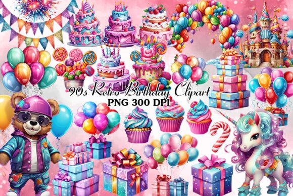 Download 90s Retro Birthday Clipart Bundle - Birthday Collection