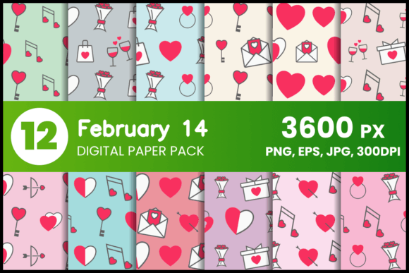 Download February 14 Digital Paper Set - February Collection