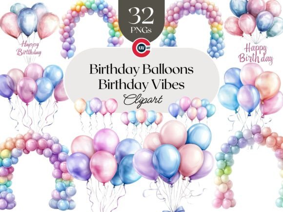 Download Colorful Birthday Balloons Graphics - Premium Resources